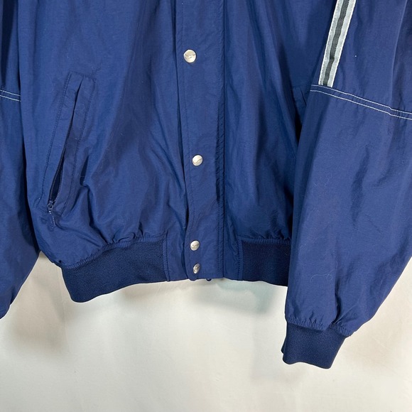 Nike Vintage  Bomber Jacket Blue White Stripe Logo Snap Front Athletic Mens M - Picture 4 of 11